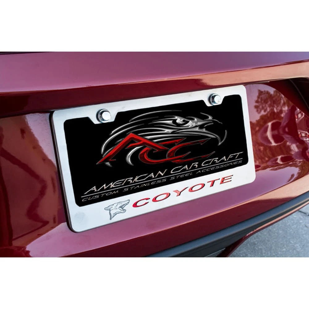 Stainless Plate Frame w/Black Carbon Fiber 'Coyote' Inlay for 15-16 Ford Mustang