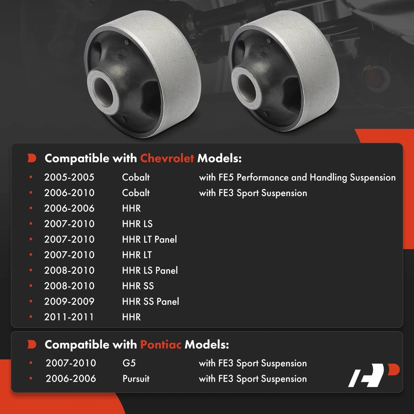2X Front Lower Rearward Control Arm Bushing for Chevy Cobalt (2005–2010)