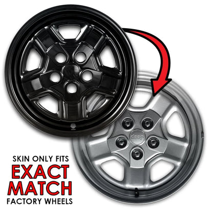 16 Inch Wheel Skins Gloss Black Replacement for Jeep Patriot (2007–2017)