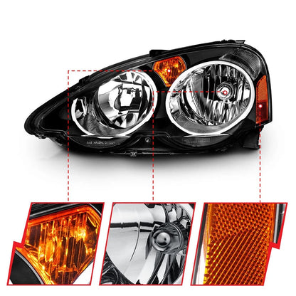 Crystal Clear Headlight Set Replacement for Acura RSX (2002–2004)