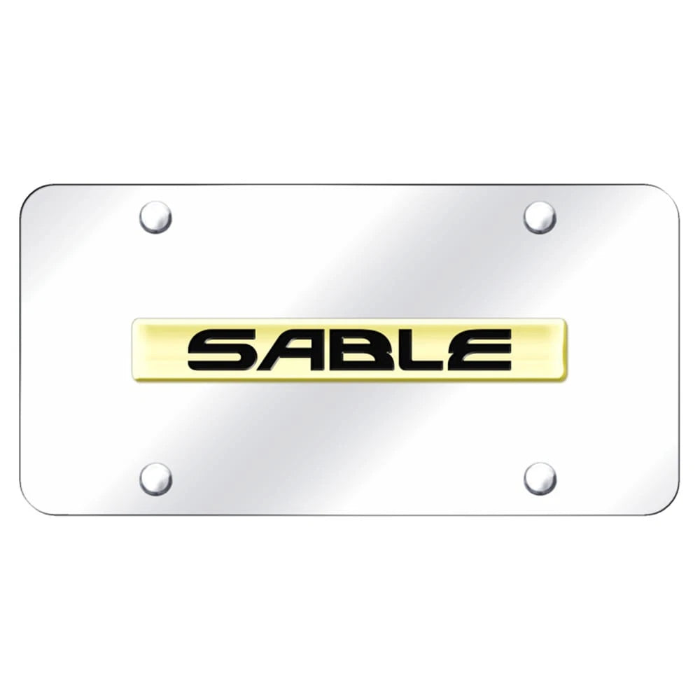 Gold Name on Chrome License Plate - Officially Licensed for Mercury Sable