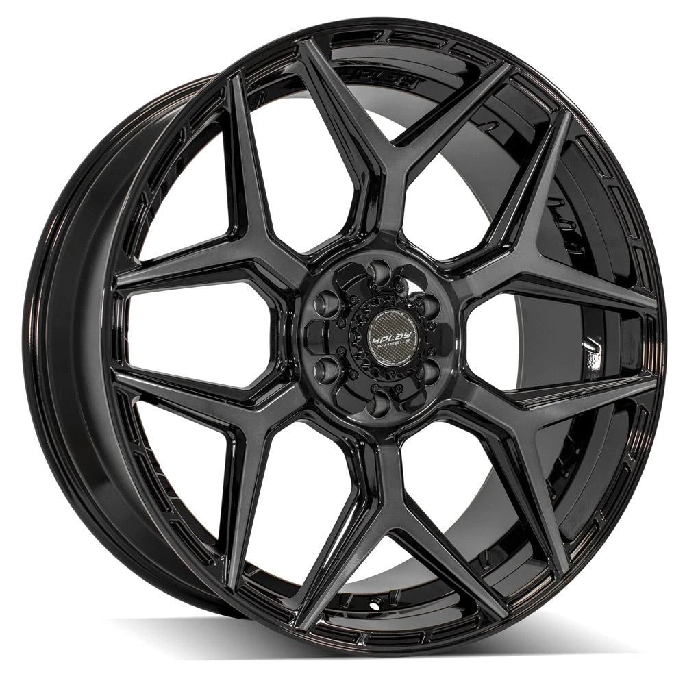 24" Gloss Black Wheel w/Brushed Face for 1988-2000 Chevy K2500 - RVO4945