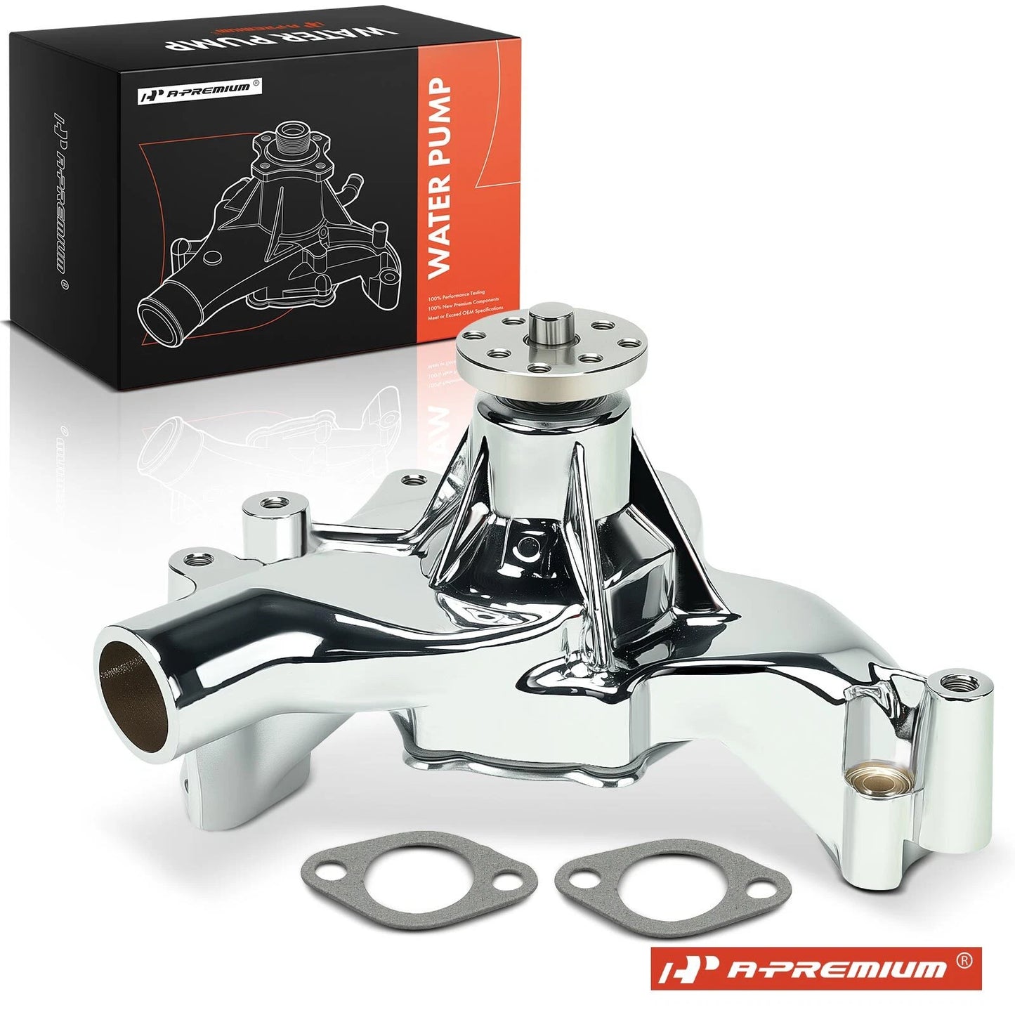 Chrome Aluminum Long Water Pump with Gasket for Chevy Big-Block (1965–1976)