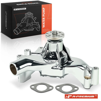 Chrome Aluminum Long Water Pump with Gasket for Chevy Big-Block (1965–1976)