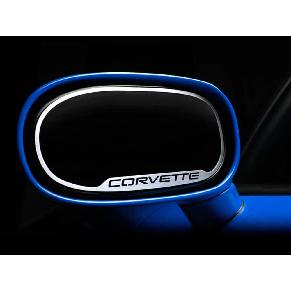 Brushed Stainless Corvette Style Rear View Mirror Trim for 97-04 Chevy Corvette