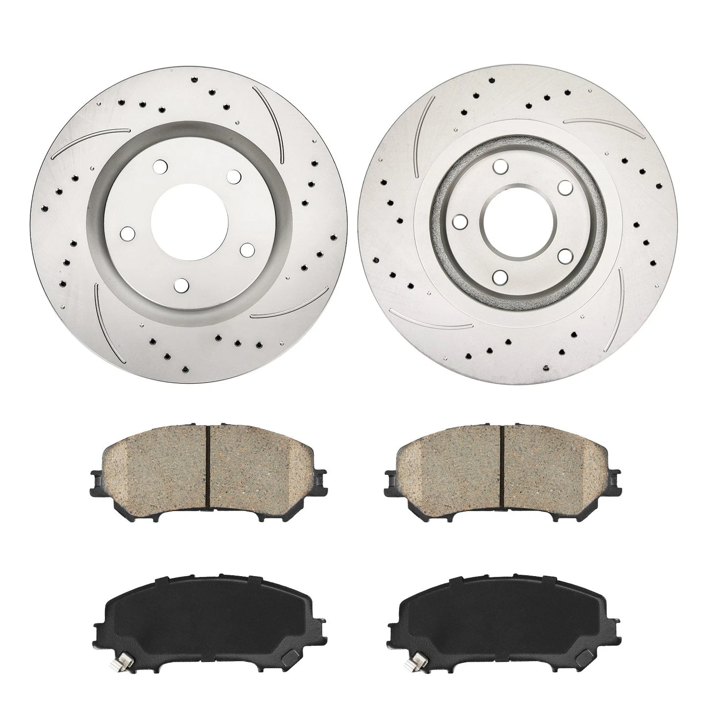 Front Brake Rotors and Ceramic Pads Kit for Nissan Rogue (2014–2017)