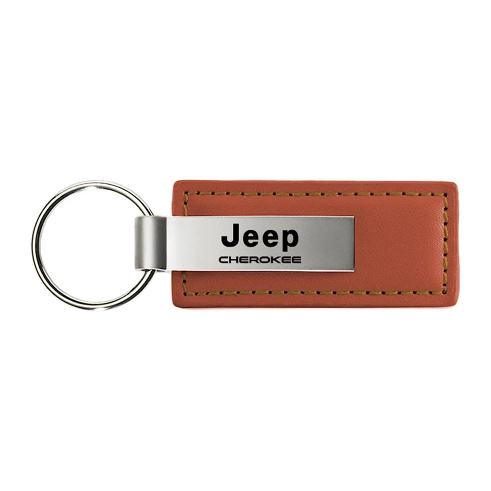 Brown Leather Keychain - Officially Licensed for Jeep Cherokee