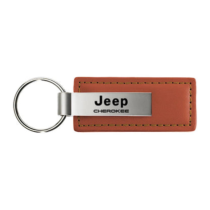 Brown Leather Keychain - Officially Licensed for Jeep Cherokee