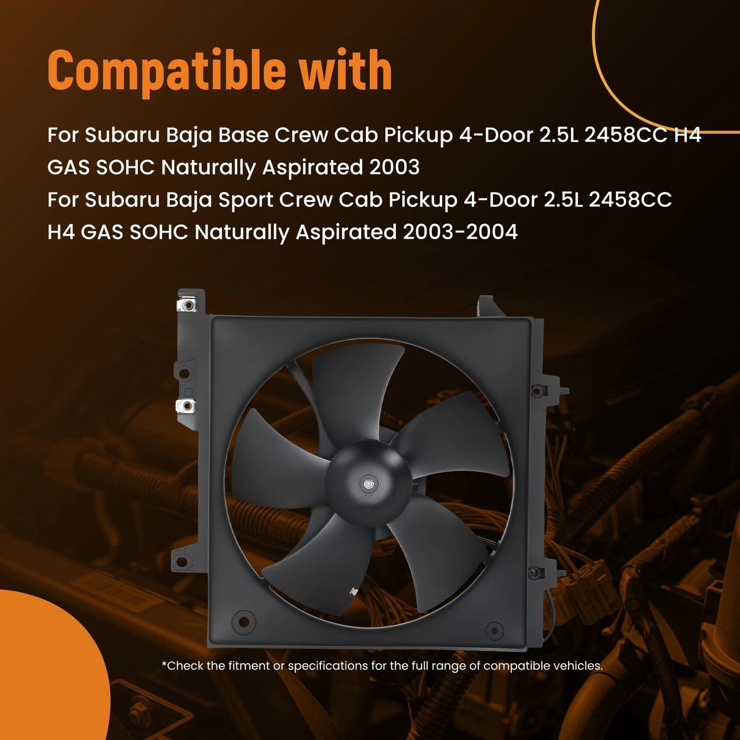 Cooling Fan for Subaru Legacy L (2003–2004) 2.5L Sedan