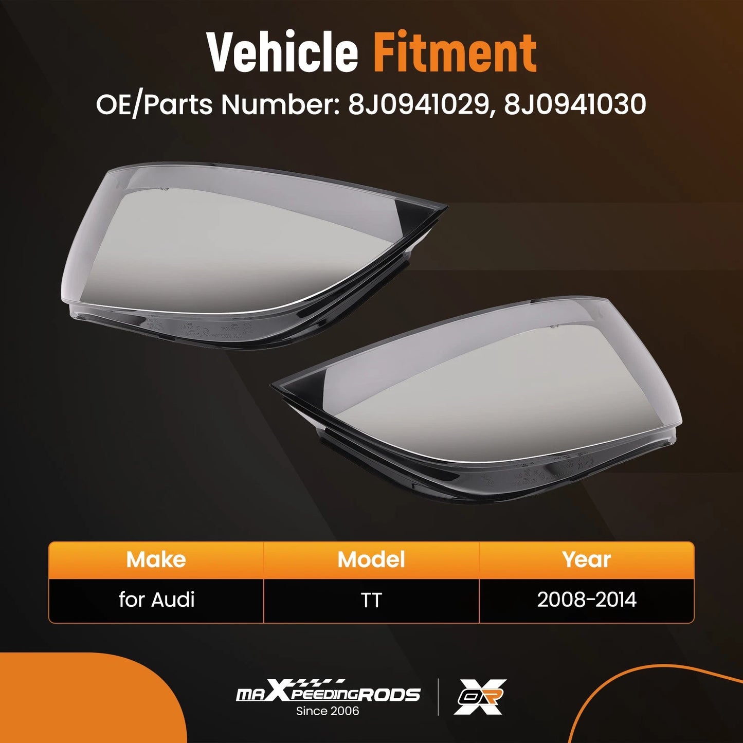 Headlamp Lens Covers Pair for Audi TT (2008–2014) Clear