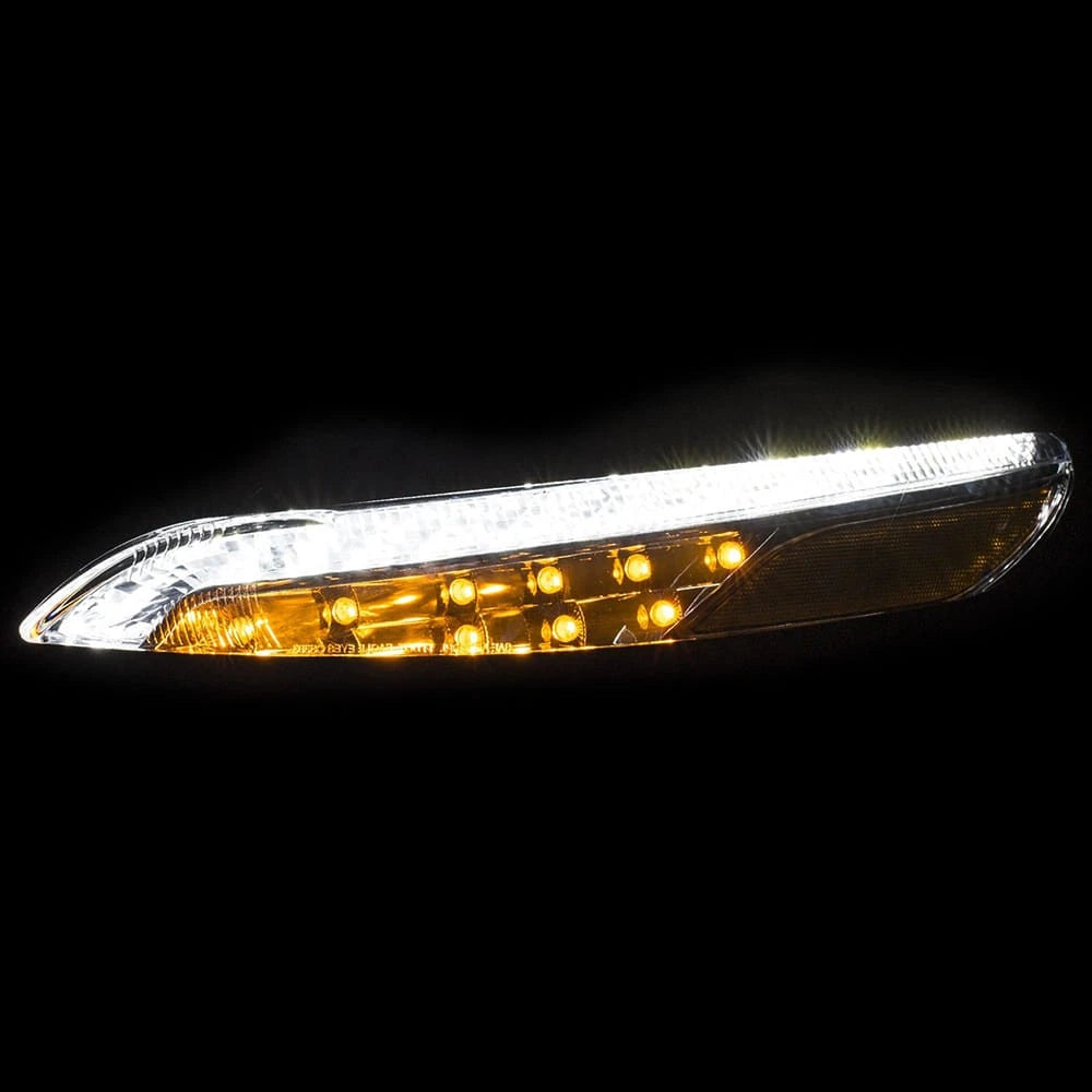 Chrome LED Parking Lights Pair with Clear Amber Lens for Jeep Cherokee (2014–2018)