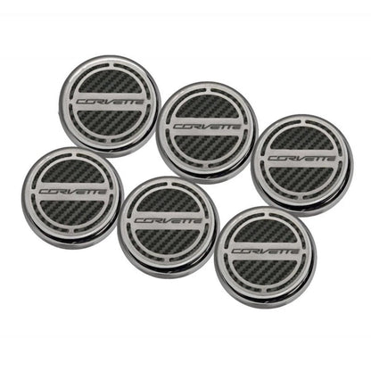 Chrome Corvette Cap Covers with Orange CF Inlay for 2014-2019 Corvette Z06