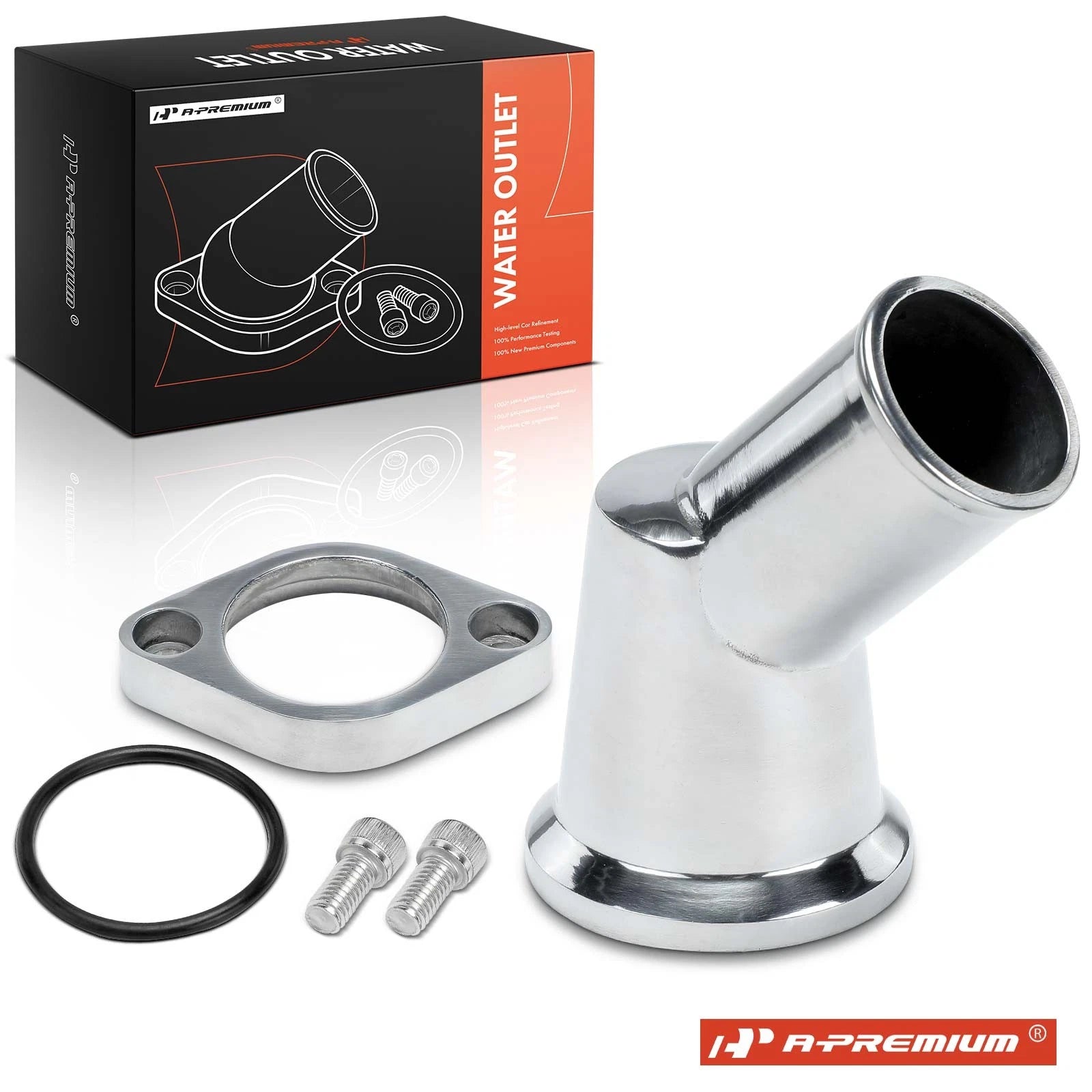 45° Swivel Polished Aluminium Water Neck for Chevrolet V8