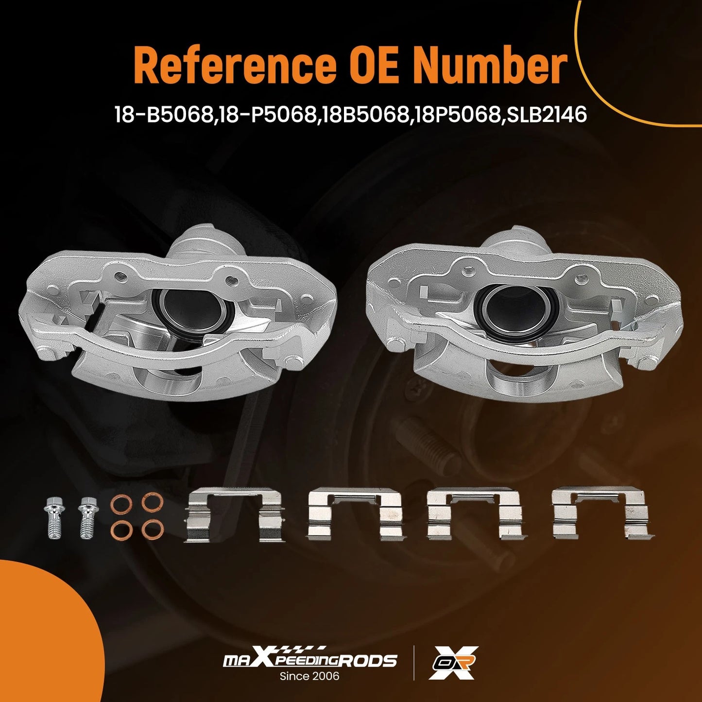 Front Brake Calipers and Brackets for Ford Focus (2008–2011) 18-B5068 Silver