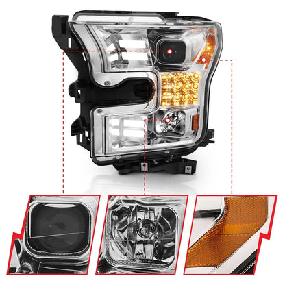 Clear Lens Headlight Assembly for 2015–2017 Ford F-150 Without HID