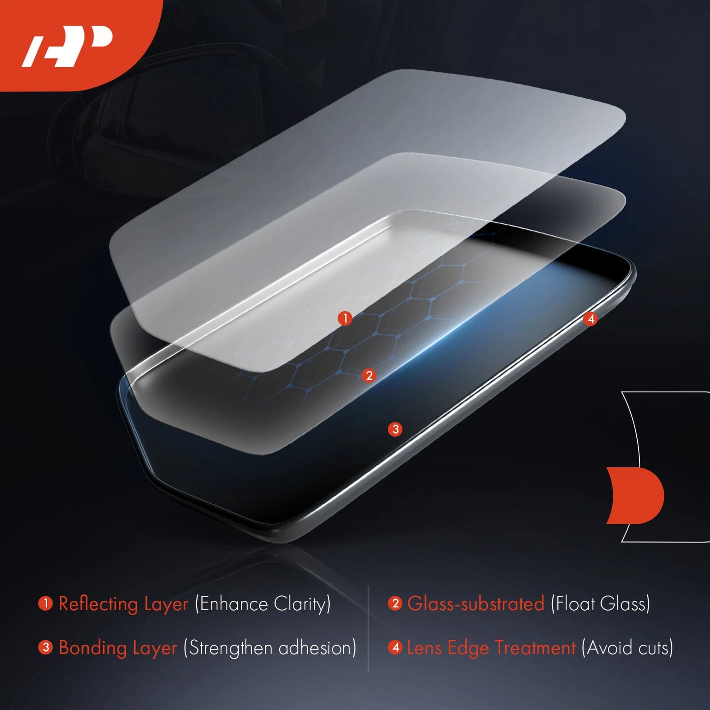 2X Heated Power Mirror Glass for Mercedes-Benz E250 (2014–2016)