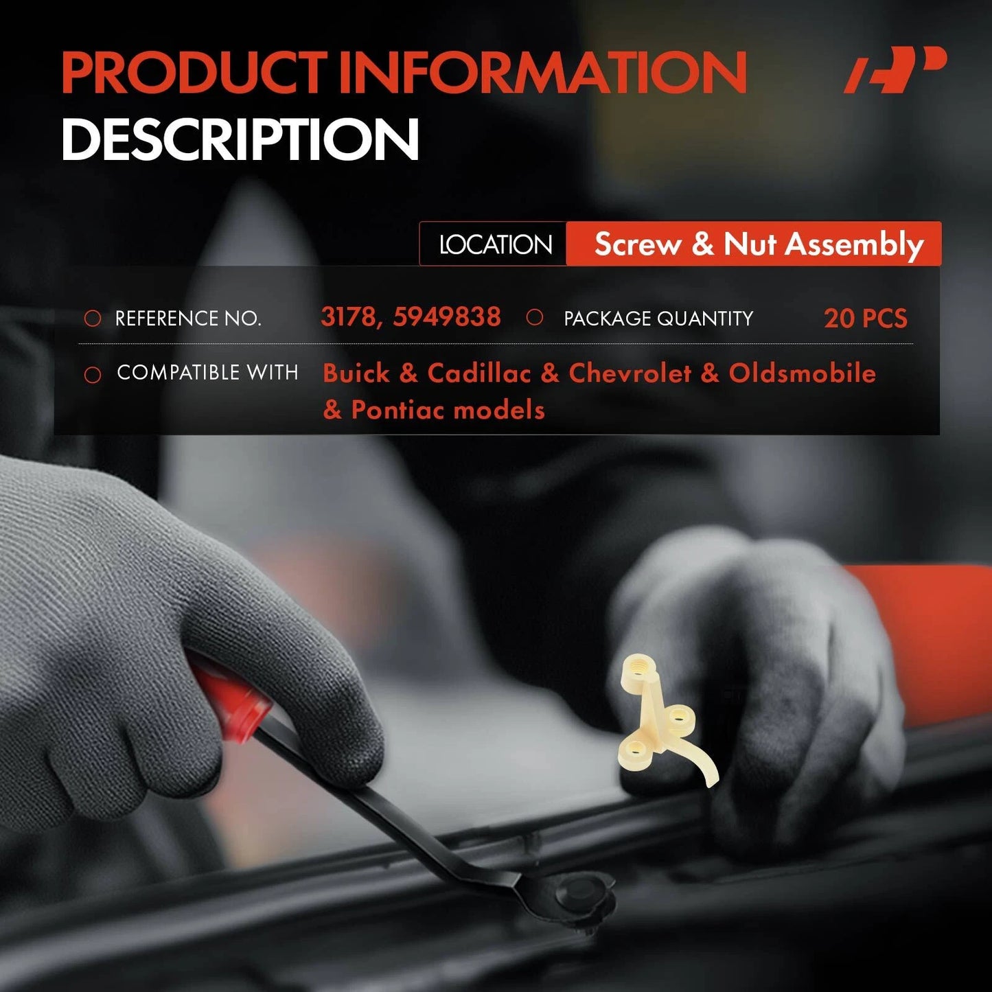 20Pcs Headlight Adjusting Screws & Nuts for GM Vehicles
