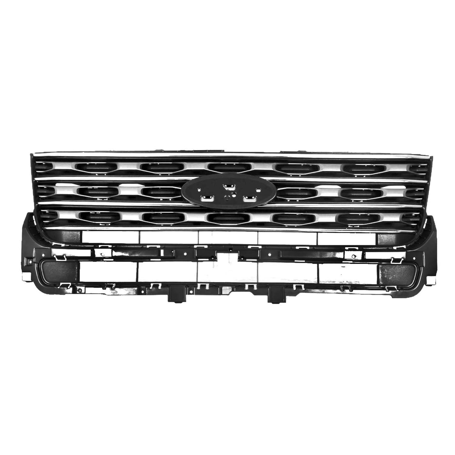 Replacement Gray Chrome Plastic Front Grille (See compatibility Chart)