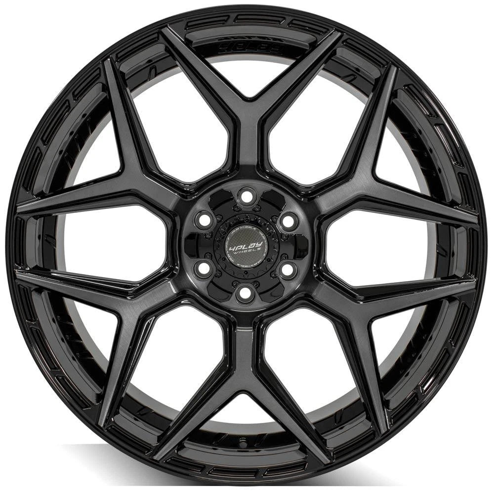 24" Gloss Black Wheel with Brushed Face for 1988-2000 Chevy K2500