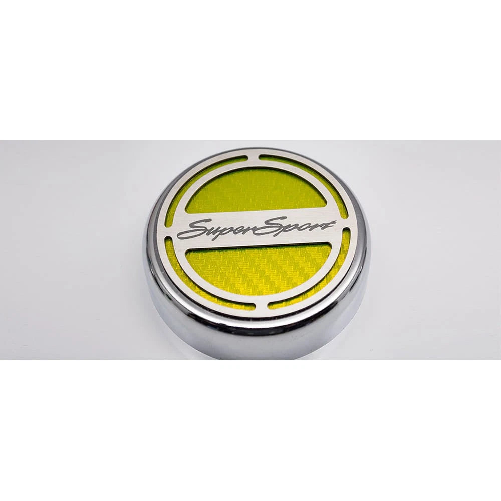 Chrome Wheel Center Cap Covers with White CF Inlay for 2010–2015 Camaro