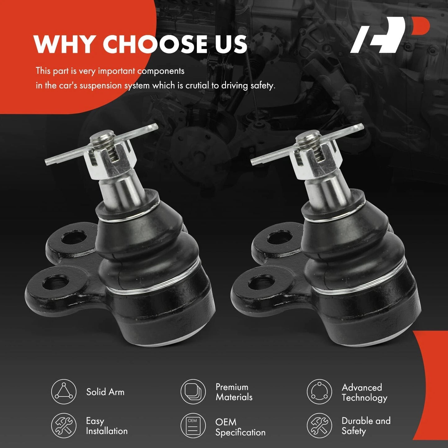 2X Front Lower Side Ball Joint for Chevy Equinox GMC Terrain (2010–2017)