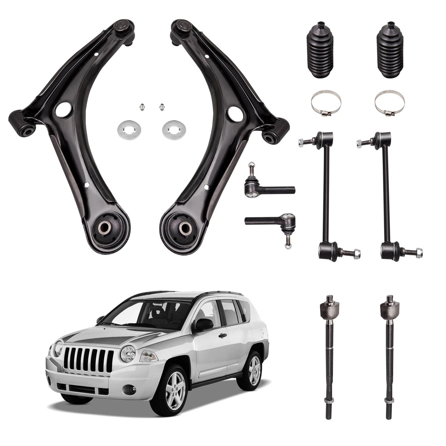 Front Control Arms Sway Bar End Link Tie Rod for Jeep Compass (2007–2016)