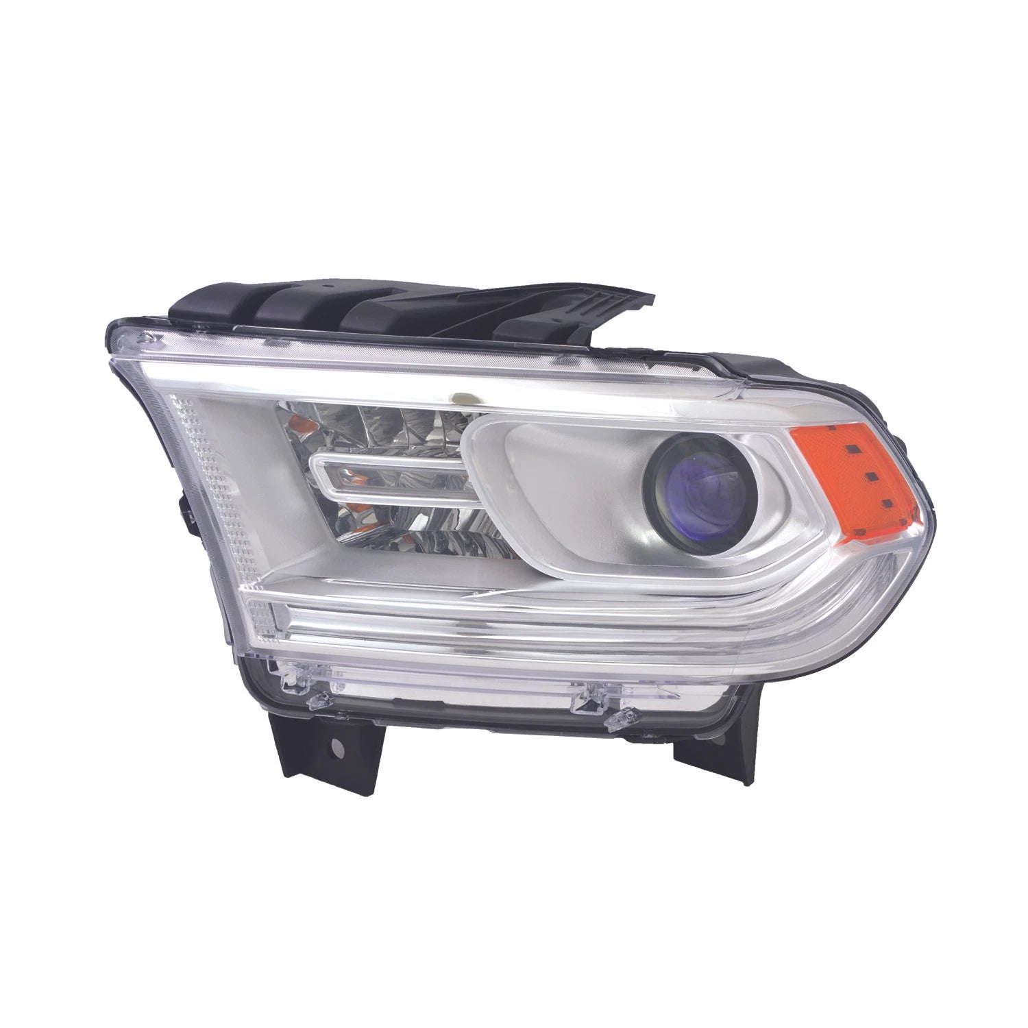 Chrome Driver Halogen Headlight Assembly w/o LED Daytime Running Lamp w/o Logo