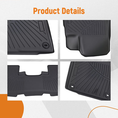 All Weather Floor Mats Liner for Toyota Highlander (2014–2019) Black TPE Rubber
