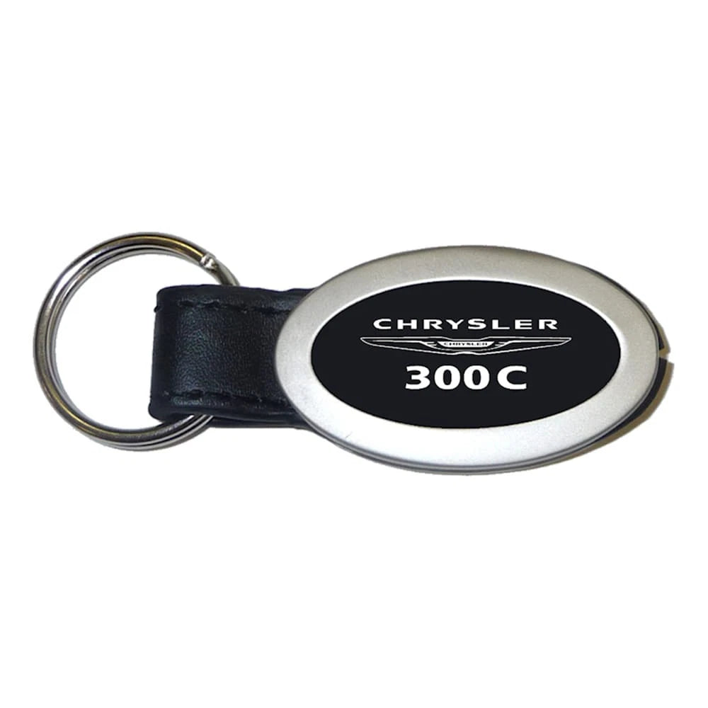 Black Leather Oval Keychain - Officially Licensed for Chrysler 300C