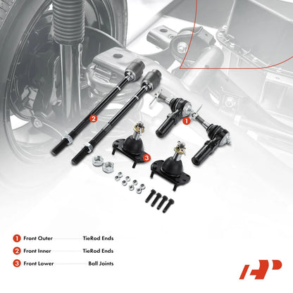 6X Front Lower Ball Joints & Tie Rod Ends for Chevrolet Buick Oldsmobile