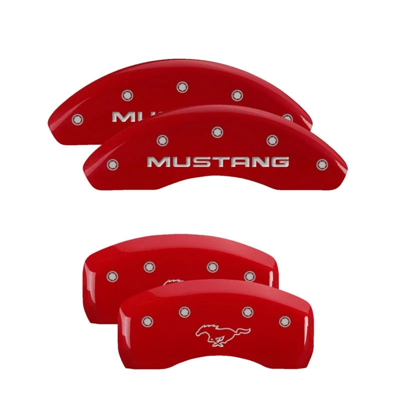 Front and Rear Red Pony Caliper Covers for 1997–1998 Ford Mustang by MGP