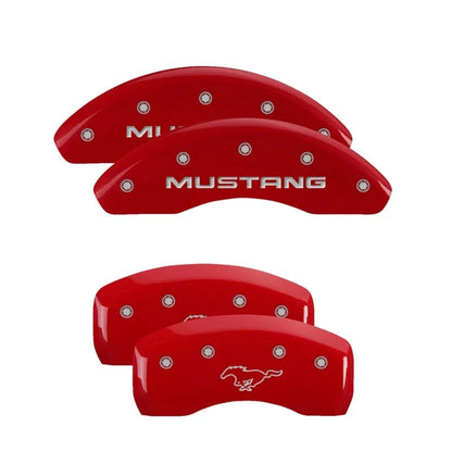Front and Rear Red Pony Caliper Covers for 1997–1998 Ford Mustang by MGP