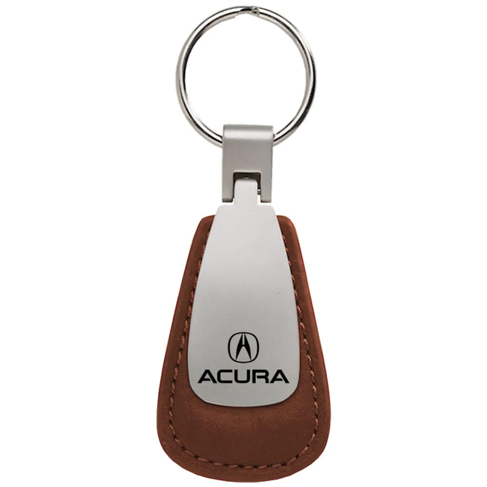 Brown Leather Teardrop Keychain - Officially Licensed for Acura
