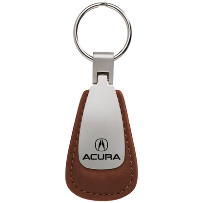 Brown Leather Teardrop Keychain - Officially Licensed for Acura