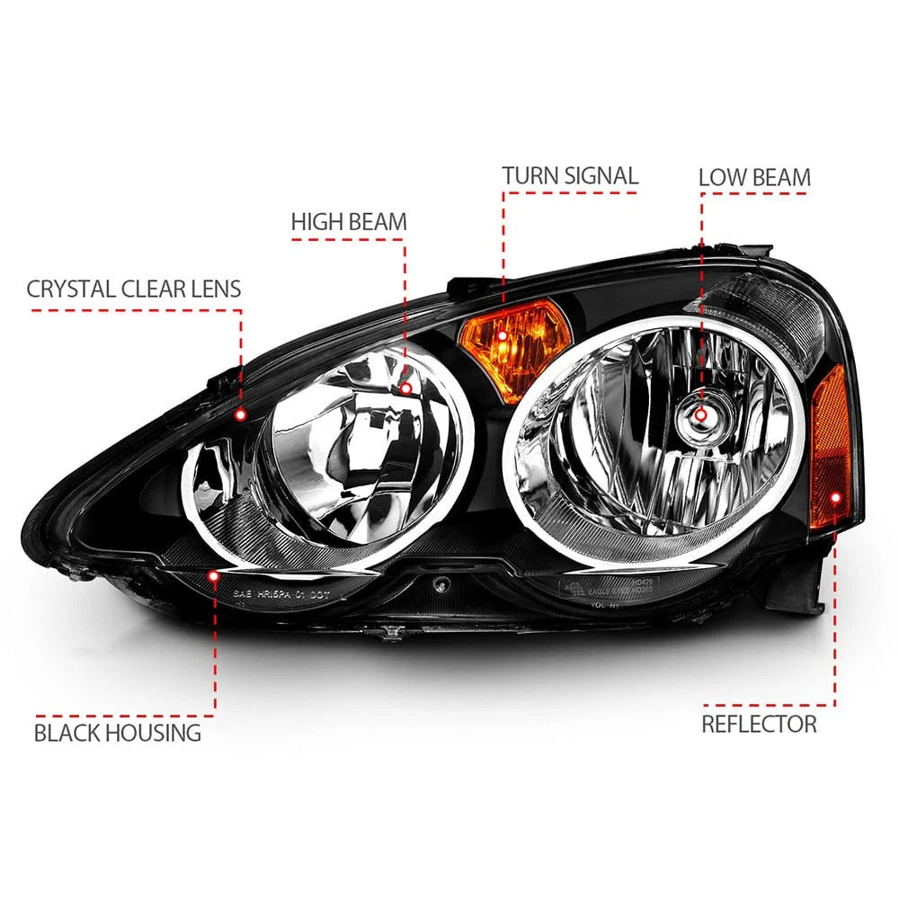 Crystal Clear Headlight Set Replacement for Acura RSX (2002–2004)