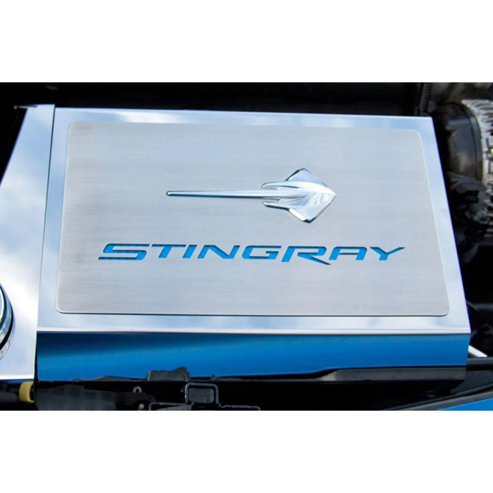 Fuse Box Cover w/Black C-Fiber 'Stingray' Inlay&Stingray for 14-19 Corvette Z06