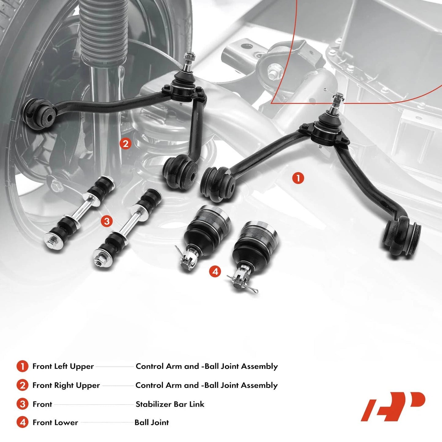 6X Front Control Arm with Ball Joints for Chevy C2500 GMC