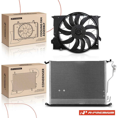 AC condenser and cooling fan assembly kit for Mercedes-Benz C216 S65 AMG (2007–2013)