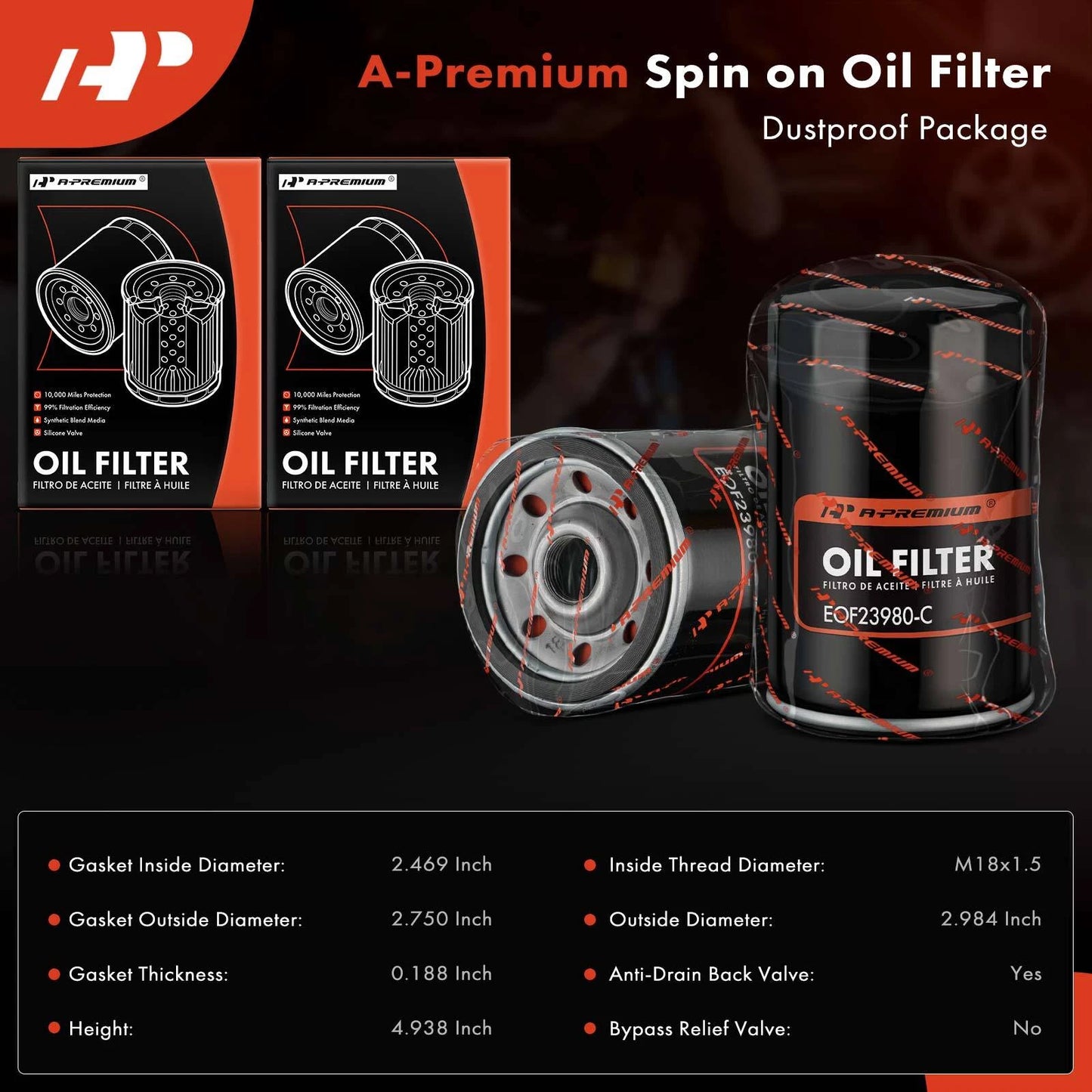 2X Engine Oil Filter for Chevy Silverado 1500 (1999–2001) Malibu (1981–1983)