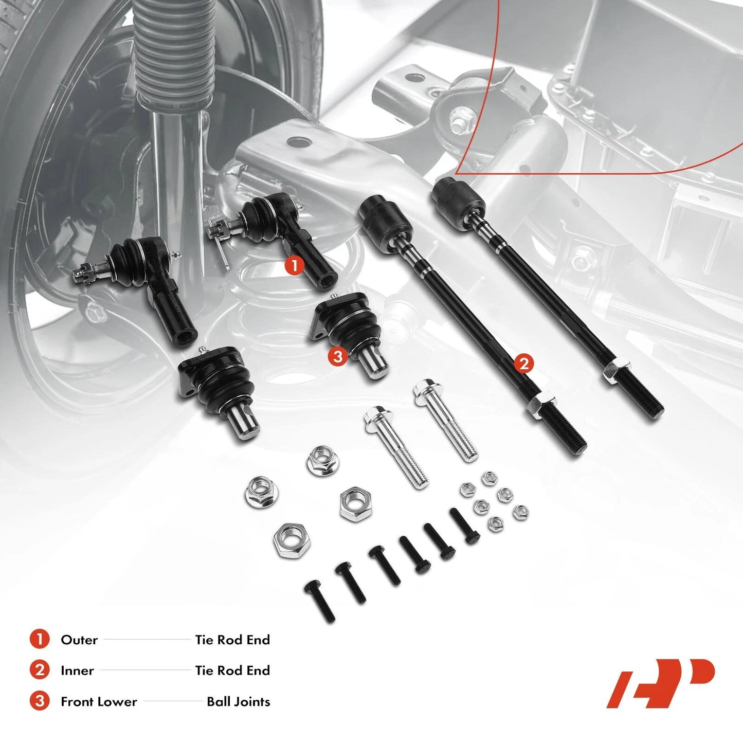 6x Front Tie Rod End Ball Joints for Chevrolet Lumina APV (1993–1996)