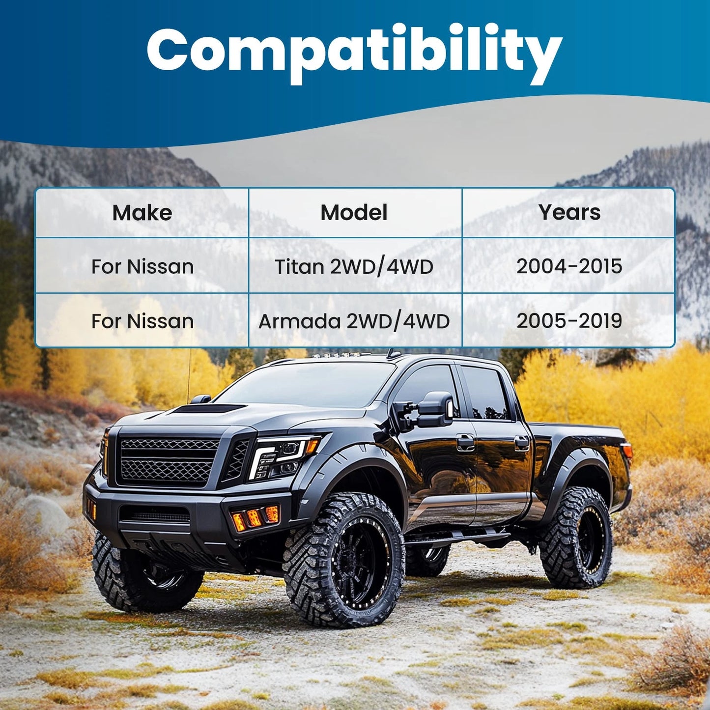 2x Front Upper Control Arms for Nissan Titan Armada (2004–2019)