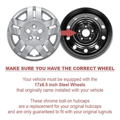 Chrome 17 Inch Bolt On Hub Caps Full Wheel Covers for 2007-2014 Dodge Avenger