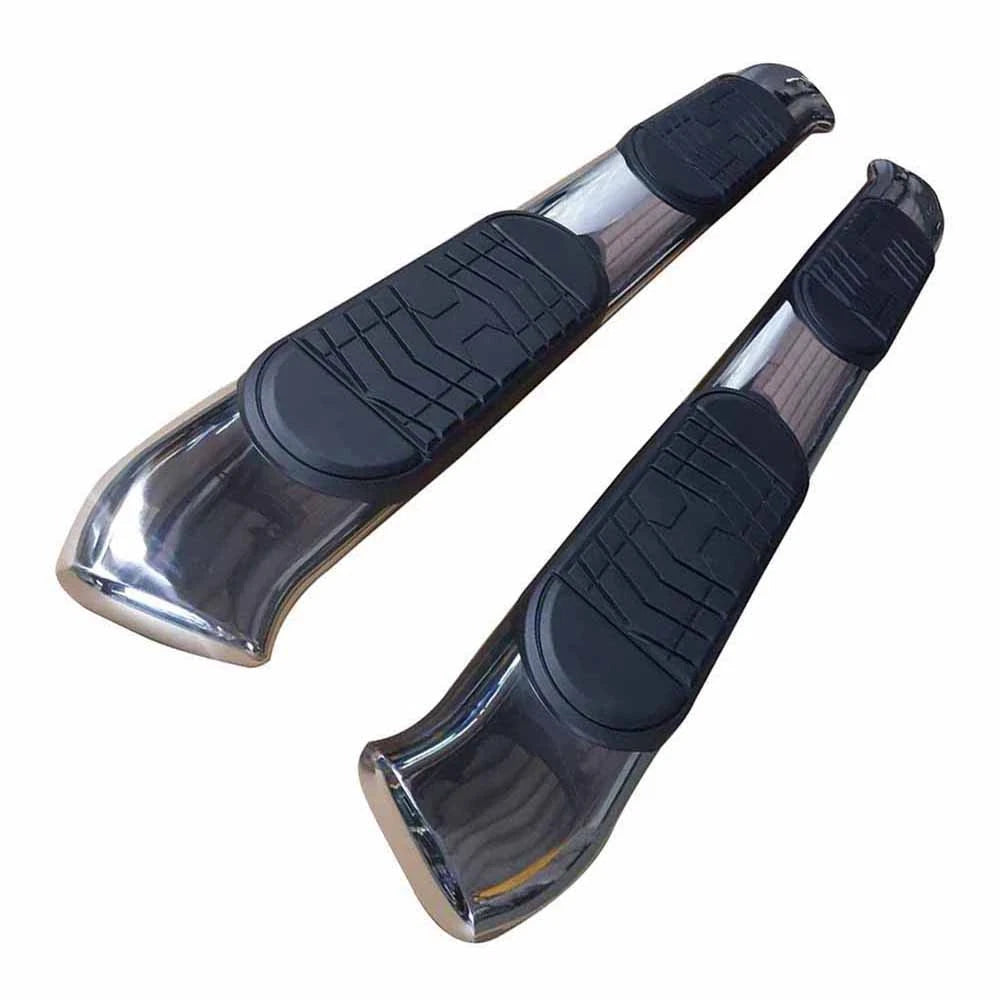 Polished 5in Steel Oval Bent w/Pads Step Nerf Bar for 2019 Ram 1500 Extended Cab