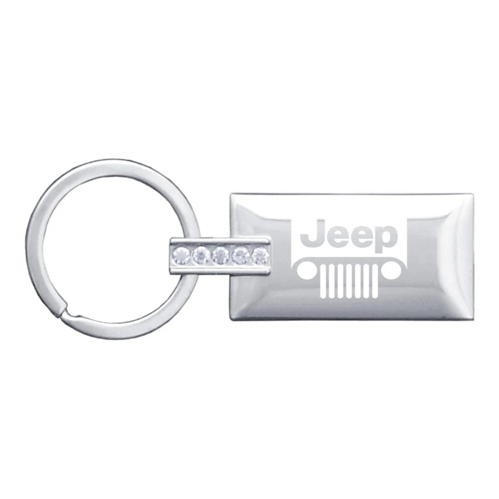 Grille Logo on Jeweled Rectangular Keychain - Officially Licensed for Jeep