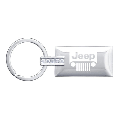 Grille Logo on Jeweled Rectangular Keychain - Officially Licensed for Jeep