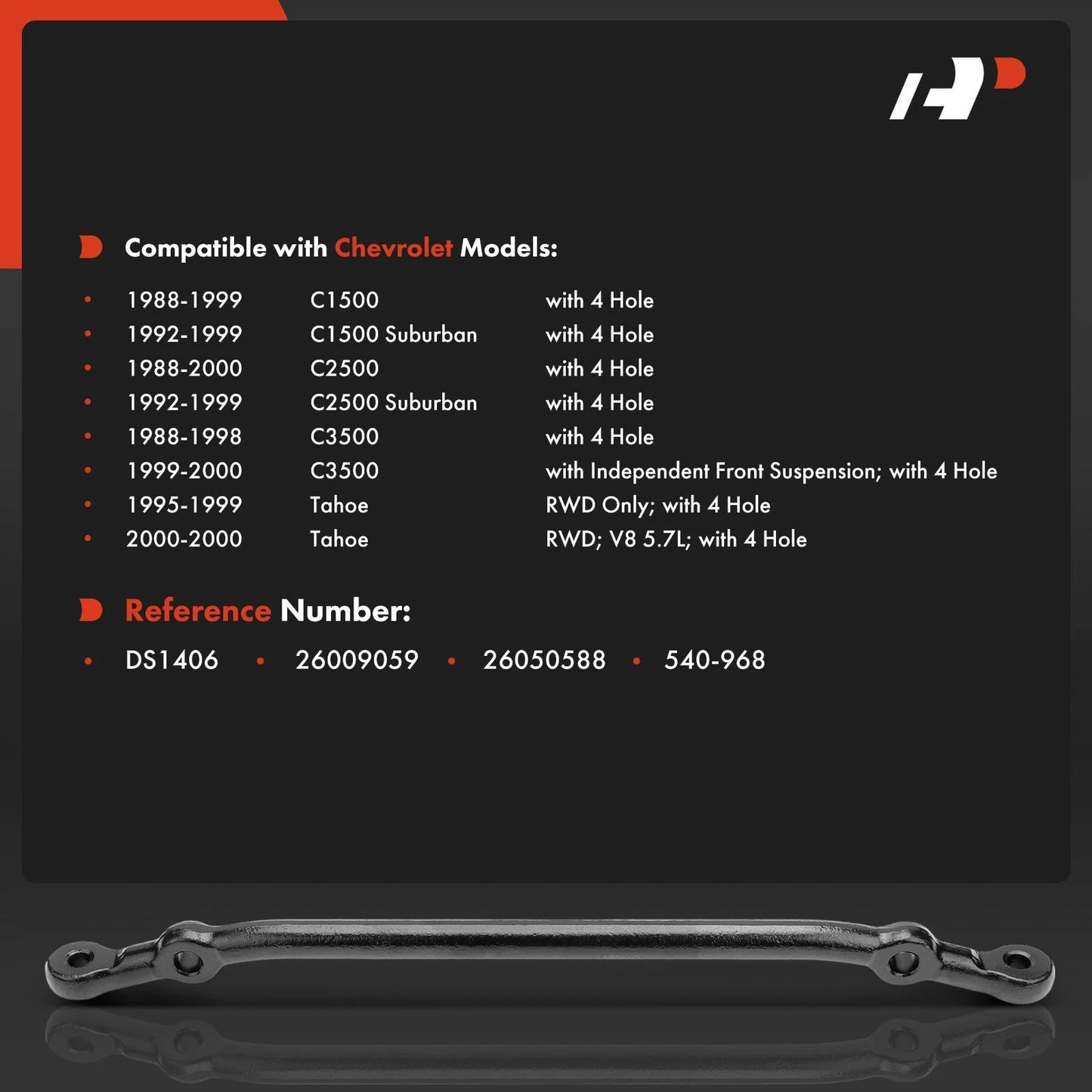 Center Link for Chevrolet Tahoe, C1500, C2500, Suburban, C3500 (1995–2000)