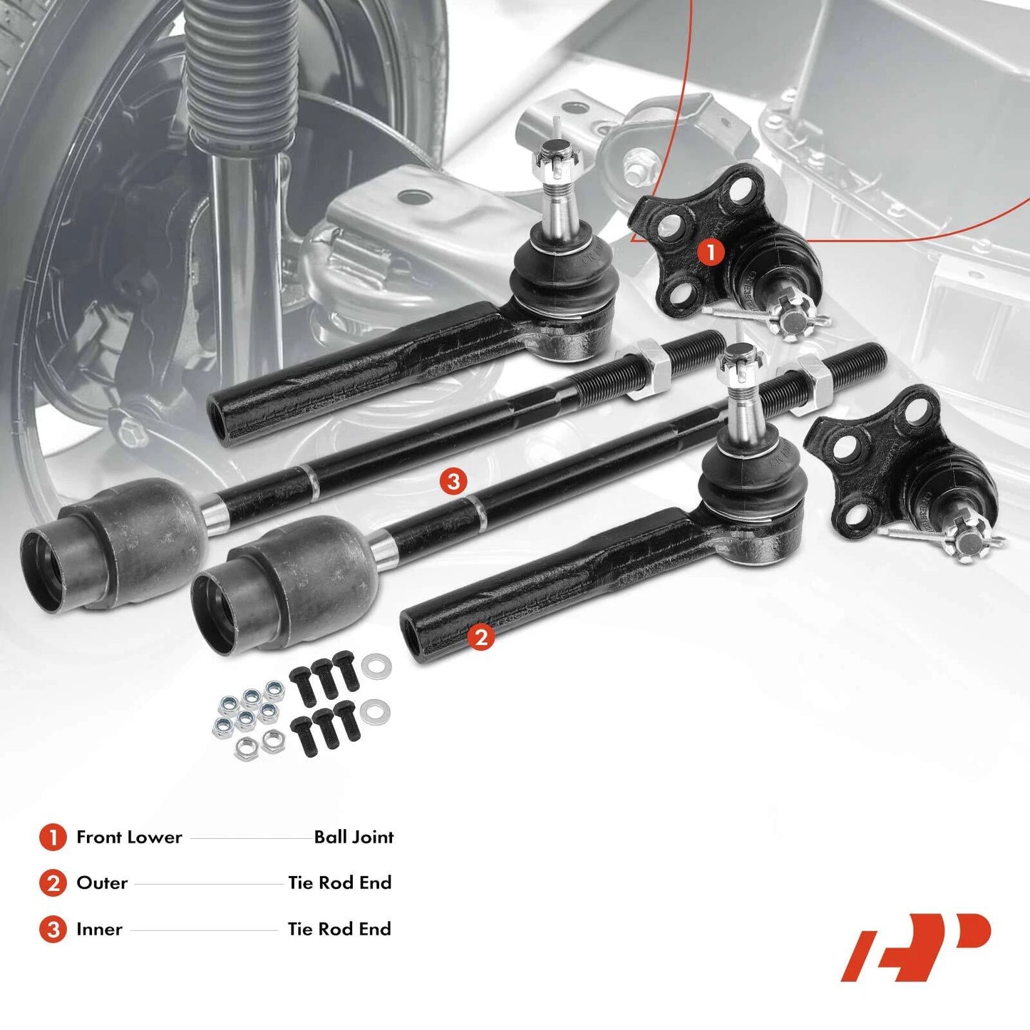 6X Inner & Outer Tie Rod End Ball Joints for Chevy Malibu (1997–2003)