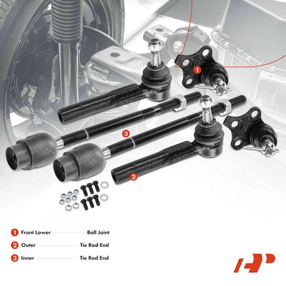 6X Inner & Outer Tie Rod End Ball Joints for Chevy Malibu (1997–2003)