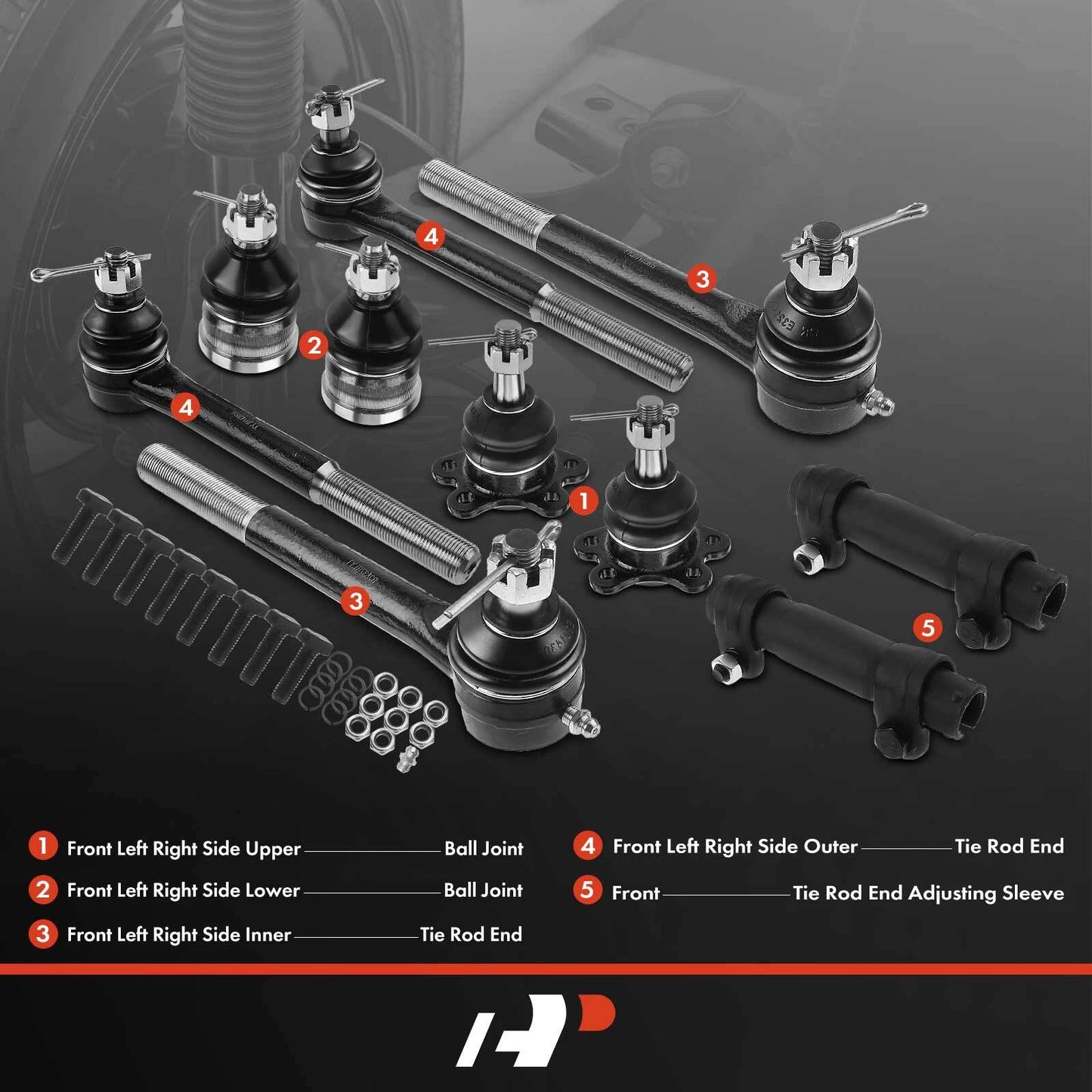 10x Tie Rod End Ball Joint for GMC Chevrolet C1500 C2500 (1988–1992)