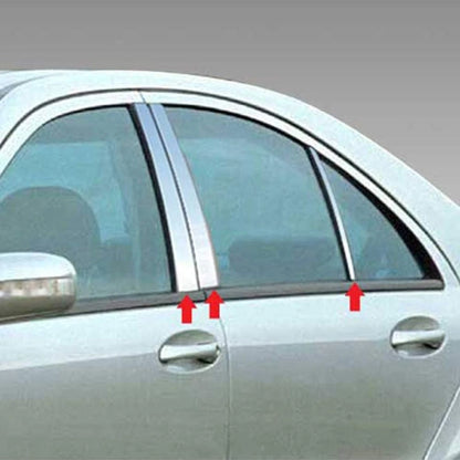 Luxury FX Chrome Pillar Post Trim 6pc for Mercedes C Class (2001–2007)